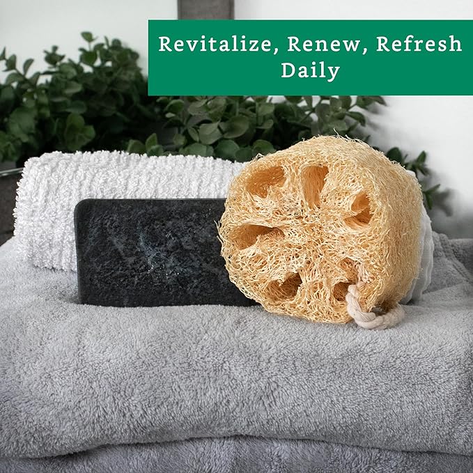 Natural Loofah Exfoliating Sponge (4 Pack) - Loofa Exfoliating Body Scrubber - Biodegradable Organic Loofah Sponge - Shower Luffa Sponges - Shower Lufa - Estropajos para el Cuerpo