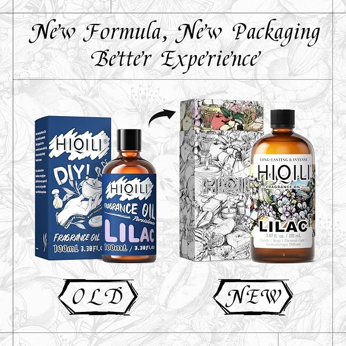 HIQILI Lilac Fragrance Oil for Women Perfume Making - 5.07 Fl Oz | DIY Candle & Soap, Long-Lasting, Soft Floral Scents for Essential Oils Diffuser, Pet Safe, Graduated Dropper Included
