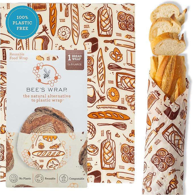 Bee's Wrap Beeswax Wraps for Bread - Beeswax Bread Wrap for Sourdough & Bread Storage - Plastic Free Made in USA Reusable Natural Food Wrap - Bakery Lane