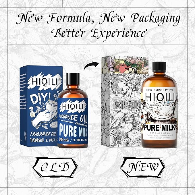 HIQILI Pure Milk Fragrance Oil for Soap Making & Body Wash - 5.07 Fl Oz | Long-Lasting Scent, Suitable for Home Diffuser, Making Candle, Scrub, Skin Product, Pet Safe, Graduated Dropper Included