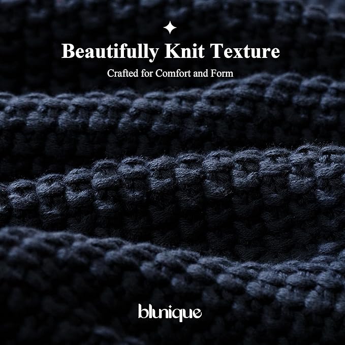 100% Cotton Cable Knit Throw Blanket, Large Lightweight Soft Knit Blanket for Sofa Couch Bed, Breathable All-Season Throw, Cozy Decorative Blanket, 60 x 80 Inch,Navy