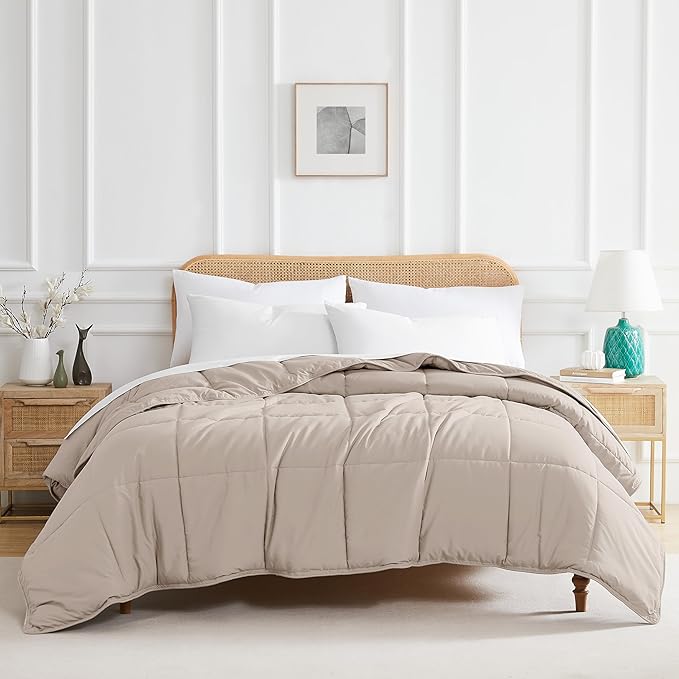 Southshore Fine Living, Inc. Oversized King Comforter, Pet Hair Resistant Bedding Comforters, Cal/King Down-Alternative Comforter/Bedspread, Fluffy and Cozy All-Season Comforters, Bone Color