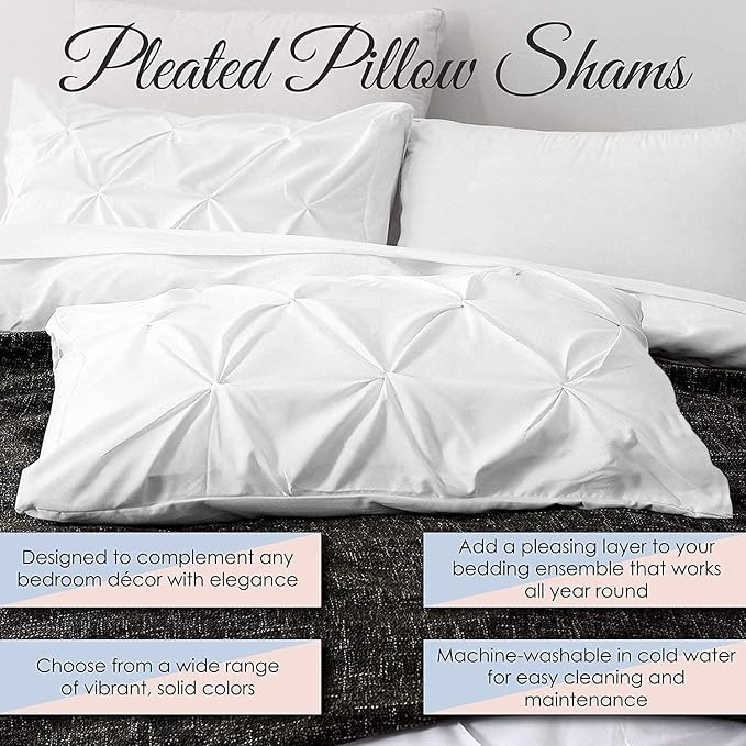 2 Pack Euro Pillow Shams 26x26 – 600 Thread Count 100% Organic Cotton Pinch White Square Pillow Covers with 2 Inch Flange, Soft & Smooth Premium Hotel-Quality Pillowcases Set of 2