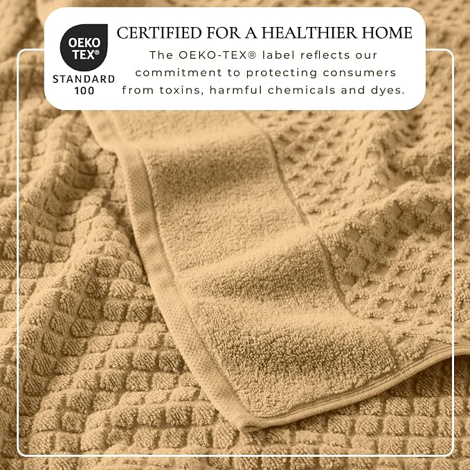 Great Bay Home Bath Towels - 100% Cotton 4 Pack 54x27 Bath Towel Set - Absorbent, Durable, Quick-Dry Towels for Bathroom (Sand)
