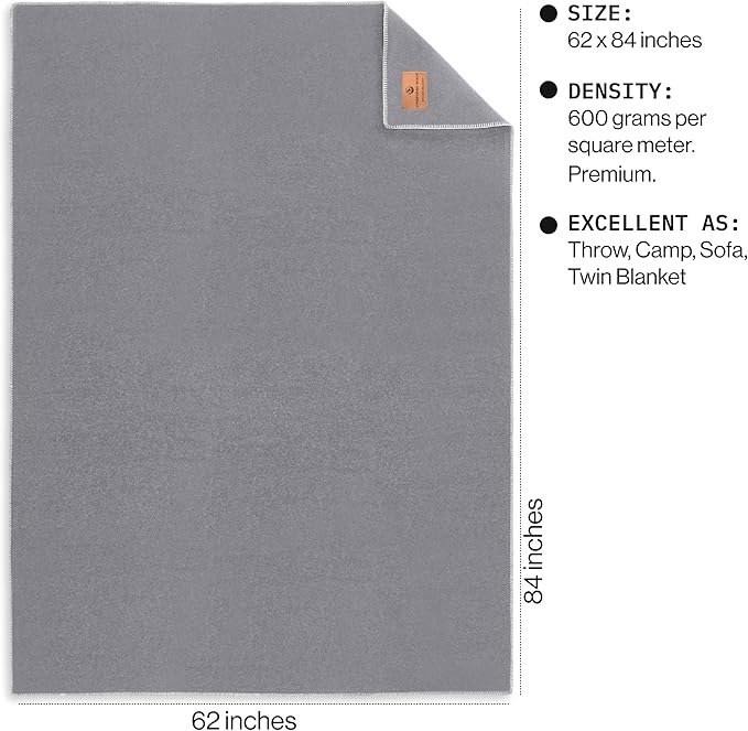 Whispering Winds 100% Wool Blanket, Premium Twin Size (62"x84") | Soft, Warm, Thick, Comfortable, For Bed, Couch, Home, Car, Camping, Outdoors, Survival