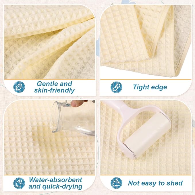 SmoothNovelty 4 Pack 100% Cotton Waffle Bath Towels 28 x 55 Inch Oversize Waffle Towel Quick Dry Absorbent Soft Lightweight Blanket for Bathroom Shower Spa Yoga Beach Pool Travel, Blue, Pink, White