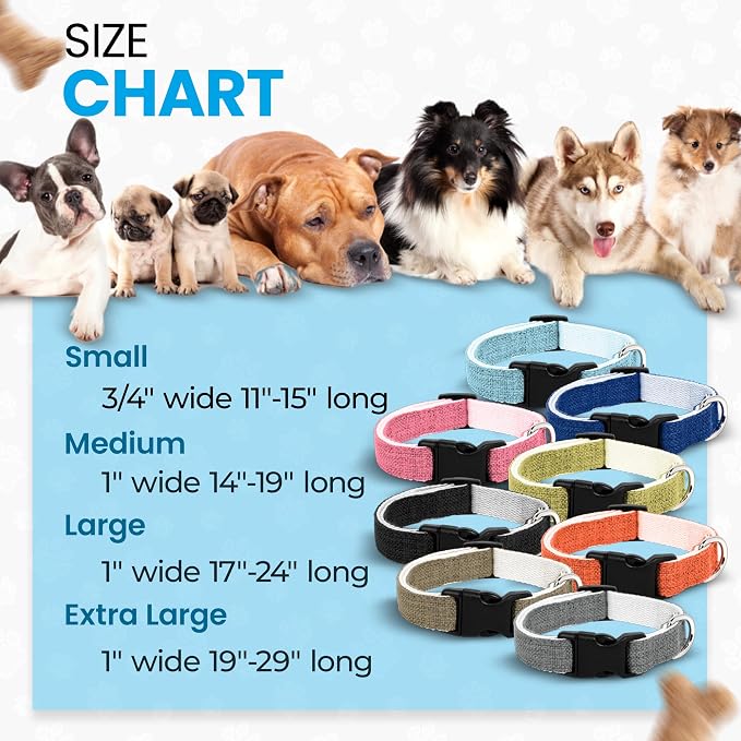 Hypoallergenic Dog Collar - Great for Sensitive Skin, Soft Collar for Dogs, Soft Organic & Earth Friendly (Small)