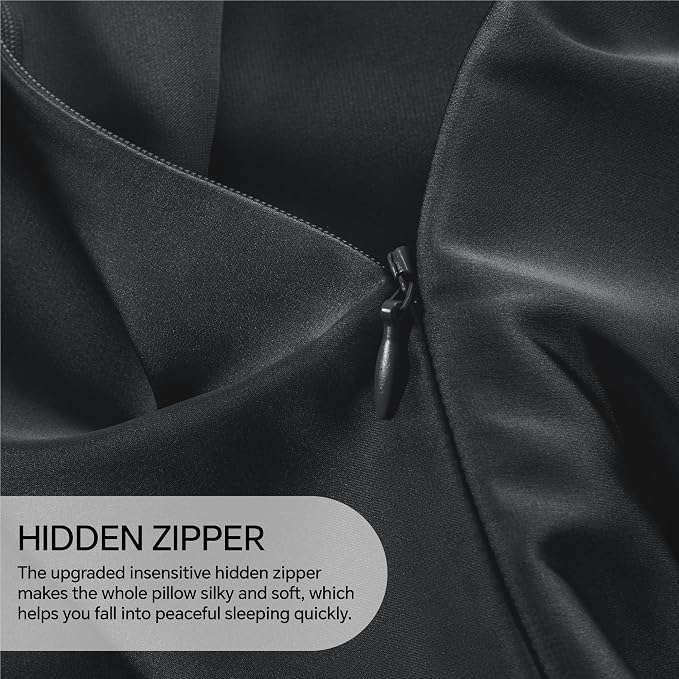 INFIIXSO Body Pillow Cover with Zipper, Luxury Mulberry Silk Body Pillow Case 20x54 Inches, Ultra Smooth and Soft Cooling Long Pillowcase, Gift for Women, Men(Black)