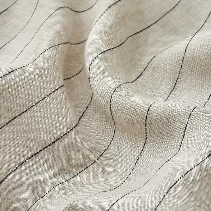 mixinni 3 Piece Striped Duvet Cover Set, Neutral Washed Cotton Linen Blend Bedding, Vintage Stripe Comforter Cover with 2 Pillowcases, Soft Breathable Farmhouse Bed Set for All Season-King Size