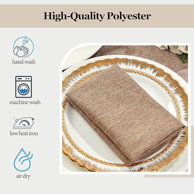 Mebakuk Cloth Napkins Set of 6, Premium 17 x 17 Inch Solid Washable Linen Style Napkins, Soft Table Napkin for Wedding Party Restaurant Dinner Parties (Flaxen, Set of 6)
