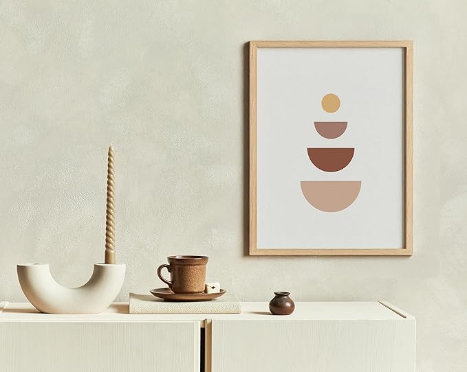 Y2K BOO Minimalist Geometric UNFRAMED Wall Art Stacked Semi-Circle Shapes Earth Tones Terracotta Brown Mid Century Modern 11x14 Inch Heavyweight Paper Studio Decor