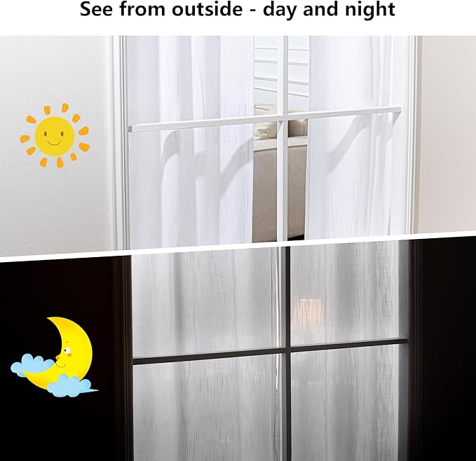 MYSKY HOME White Curtains for Living Room 1 Panel, Semi Sheer Curtains & Drapes Light Filtering Farmhouse Country Boho Style Back Tab Draperies for Sliding Glass Door (Customsize, White)