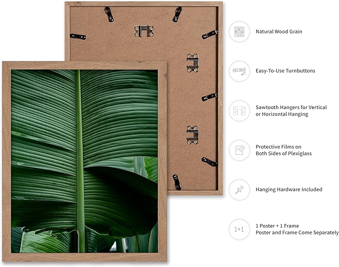 Monem Art Tropical Banana Leaf Photography Print - Minimalist Botanical Nature Poster - Wall Decor for Living Room, Bedroom or Office - 16x20 Beige Framed Wall Art by Mareike Bohmer