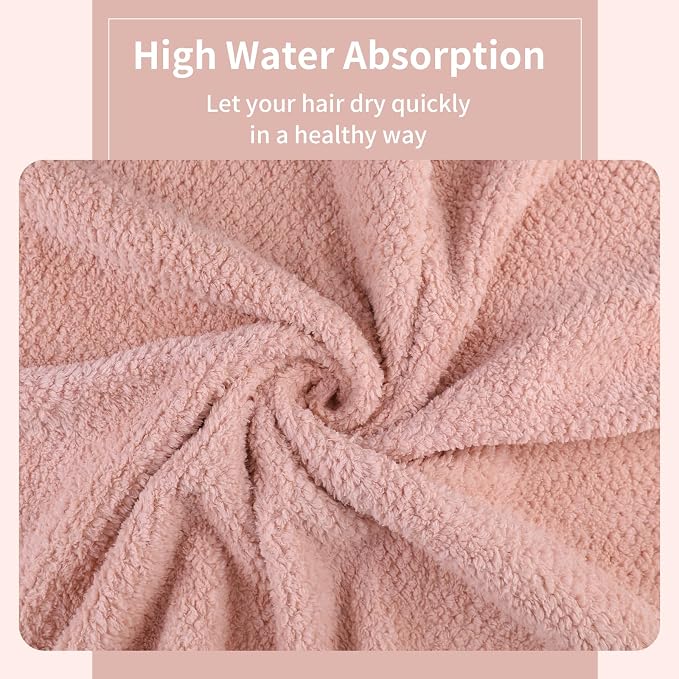 Microfiber Hair Towel Quick Dry Hair Towel Hair Drying Towels Suitable for All Kinds of Hair Ultra Absorbent Long and Thick Hair 24X48inch Lotus Root Pink (1pcs)