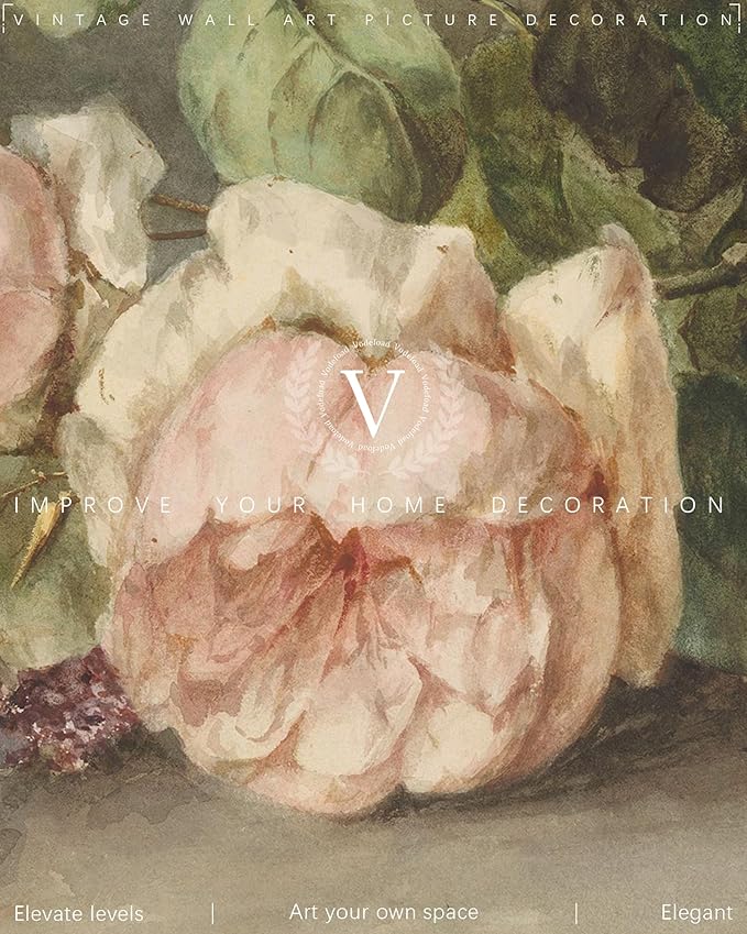 Vodefoad Vintage Antique Floral wall art Farmhouse Country Flower Wall Art, Cottage Flower Oil Art Print Country Field Style Retro Wall Decor for Gallery Kitchen Living Room Bedroom (UNFRAMED 8x10in)