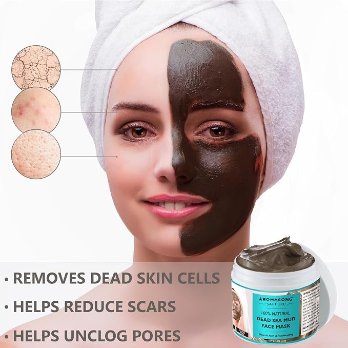 Aromasong Dead Sea Spa Bundle: 100% Pure Dead Sea Salt 19 Lb & Dead Sea Mud Mask