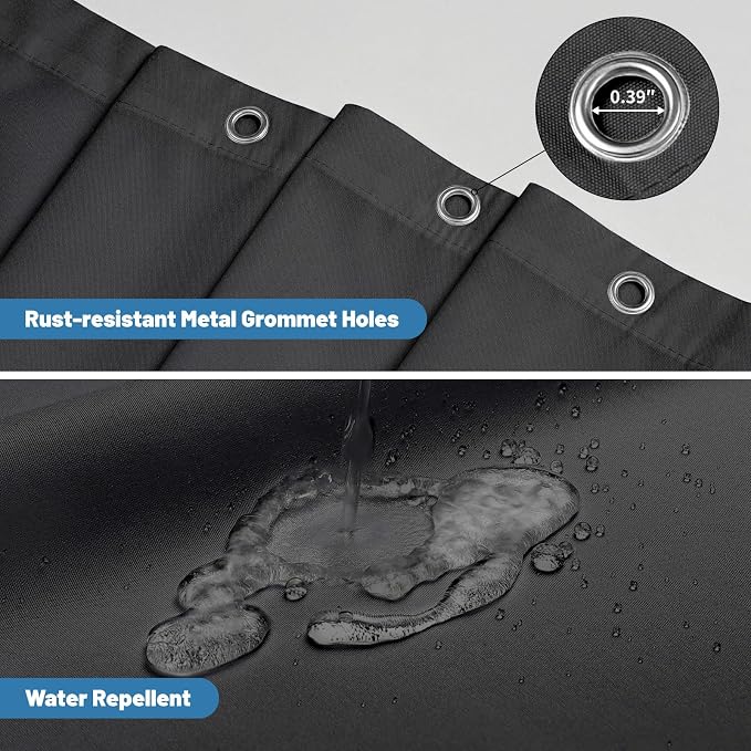 1 Pack Water-Repellent Fabric Shower Curtain Liner - Hotel Quality Machine Washable, 3 Heavy-Duty Magnets with Rustproof Grommets & Weighted Hem, Standard Size 72x72in Black