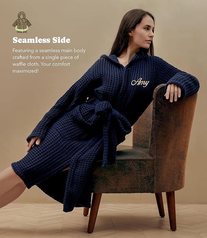 Luxury Organic Japanese Cotton Hotel & Spa Waffle Bathrobe for Men and Women (Hooded/Kimono)