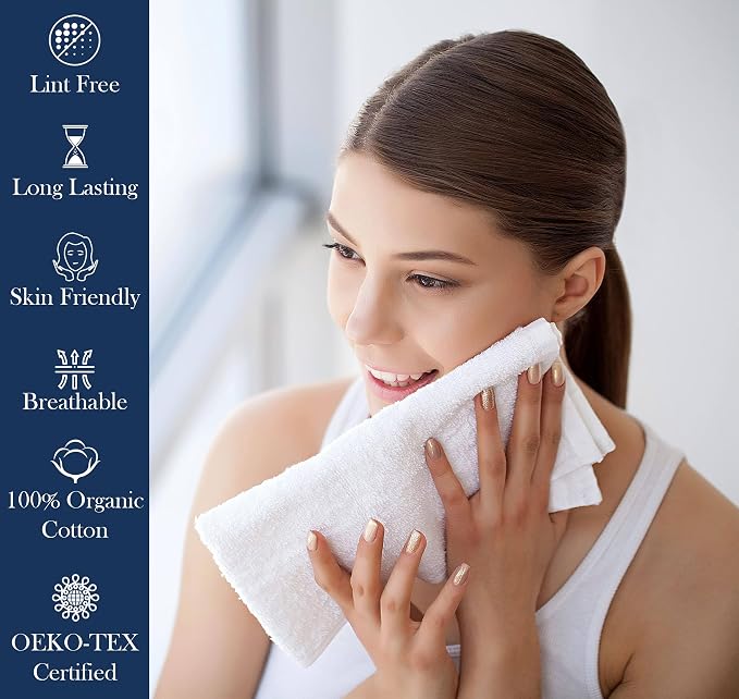 Organic Cotton Luxuriously Plush Hand Towel Pack of 2 | GOTS & OEKO-TEX Certified | Premium Hotel Quality Towels | Feather Touch Technology|650 GSM Long Staple|Soft, Quick Dry & Ultra-Absorbent