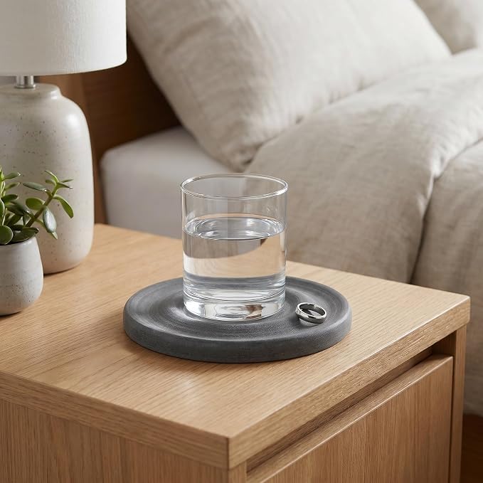ARTIBETTER 3pcs Round Diatomite Soap Dish Set for Bathroom and Kitchen Sink, Quick Water Absorption, Easy to Clean Soap Holder Tray with Natural Texture and Water Wave Patterns