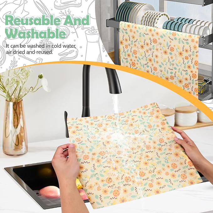 Beeswax Wraps for Food, Large 39.4’’ x 13’’ Beeswax Wrap Roll, Reusable Beeswax Paper Food Wrap for Bread Sandwich Wrapper Bowl Covers, Sunflower