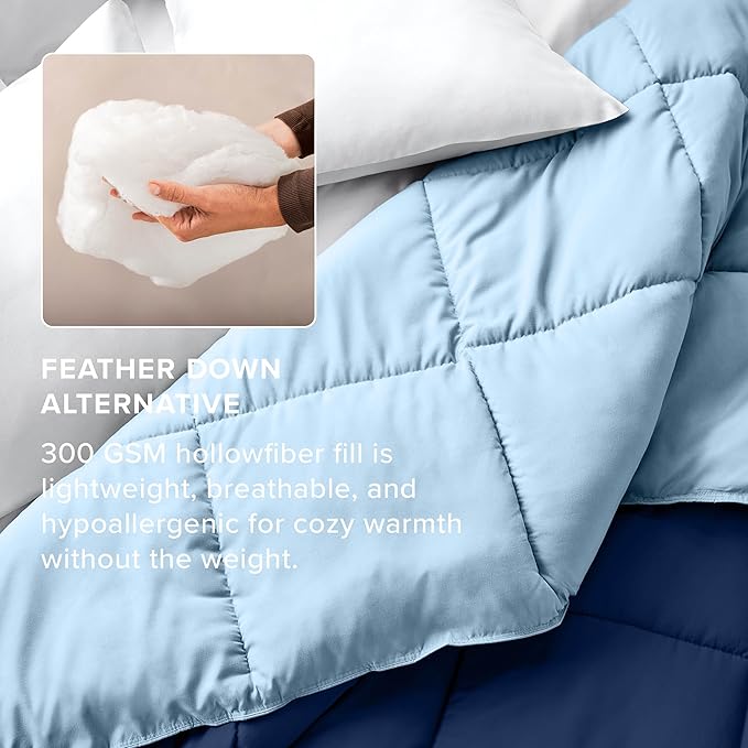 Bare Home Full Comforter - Reversible Colors - Goose Down Alternative - Ultra-Soft - Premium 1800 Series - All Season Warmth - Bedding Comforter (Full, Dark Blue/Light Blue)