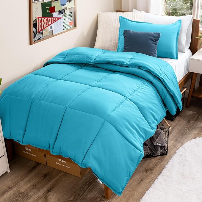 Bare Home Comforter Set - Twin/Twin Extra Long Size - Ultra-Soft - Goose Down Alternative - Premium 1800 Series - All Season Warmth (Twin/Twin XL, Aqua)