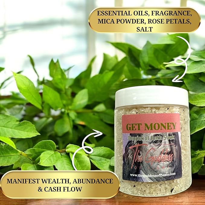 Get Money Bath Salts – Dead Sea Salt Bath Soak for Abundance, Confidence, Spiritual Cleansing & Ritual Use 12oz