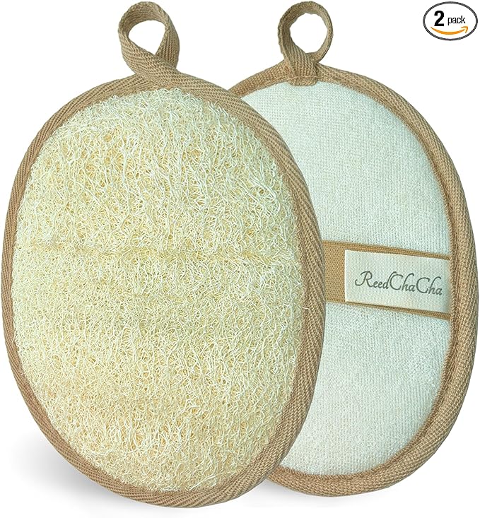 Natural Loofah Sponge for Women & Men, Made with Eco-Friendly Egyptian Luffa, Plastic-Free Bath Sponge for Exfoliating Dead Skin, Lightly Abrasive Natural Loofah Body Scrubber for Shower
