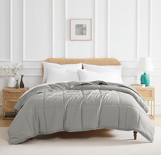 Southshore Fine Living, Inc. Full Size Comforter Only, Comforters Queen Size Bedding, Down-Alternative Grey Queen Comforter for Vacation Homes, Soft Bedding, Fluffy Comforters, Full Size Grey Bedding
