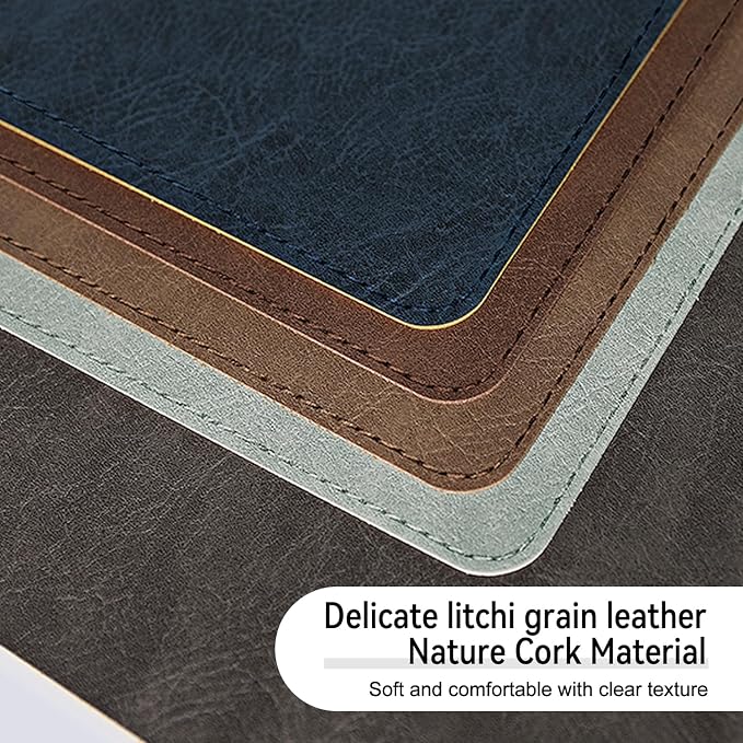 Imitation Crazy Horse Leather Desk Mat - Waterproof Desk Pad - Ideal for Large Mouse Pad and Desk Mats on Top of Desks (Light Green+White, 11"*8")