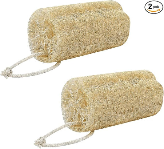 Natural Loofah Sponge (2 Pcs), 6“ Organic Loofah Eco Friendly 100% All Natural Biodegradable luffa Cleaning Exfoliating Body Scrubber Egyptian Loofa for Deep Clean Real loofah Bath Shower Men Women