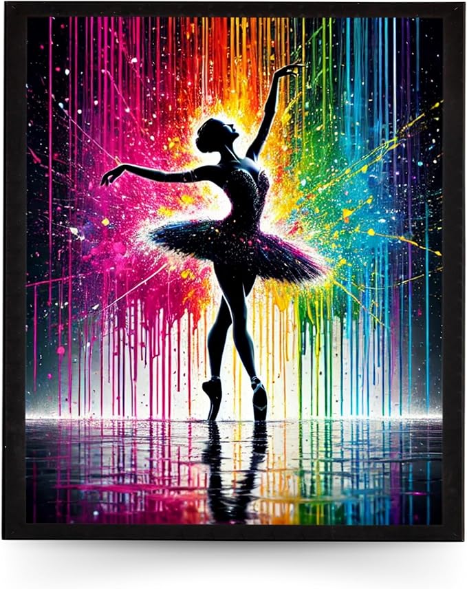 InkFlow Posters Art Ballerina Poster - Dancing Under The Rain Print - Abstract Art - Silhouette Art - Graffiti Print - Great Bedroom or Living Room Decor - 11x14 Unframed Canvas Print