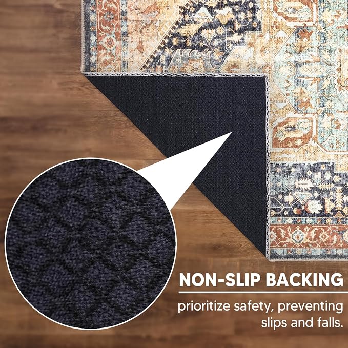 Keen Home Design 30"x84" Rug - Machine Washable Runner Rug with Non-Slip Backing, Ideal for Hallway, Entryway, Kitchen, Laundry Room - Vintage, Easy Clean, Durable, Low Pile Rug - (2'6" x 7')