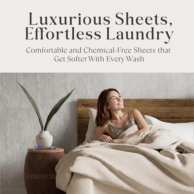 Delilah Home 100% Organic Cotton Duvet Cover, GOTS & Vegan.org Verified, Long Stem 300 TC Sateen Bedding, Non-Synthetic, Deep Pocket Fitted Linen, Lightweight, All-Season, 1 Piece King Size - Beige