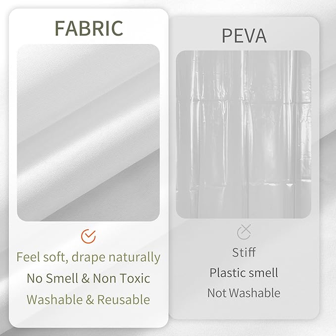 ALYVIA SPRING Long Fabric Shower Curtain Liner Waterproof - 72" x 78", Soft & Lightweight Long Shower Curtain with Magnets, Machine Washable - 72x78, White