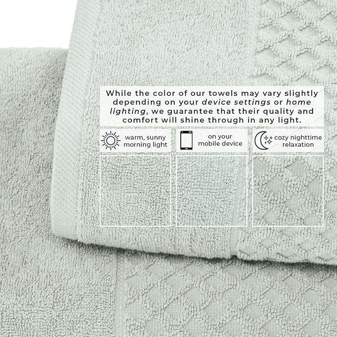 Great Bay Home Bath Towels - 100% Cotton 6 Piece Towel Set - Diamond Waffle Weave - Absorbent, Durable, Quick-Dry Towels for Bathroom (Pastel Blue)