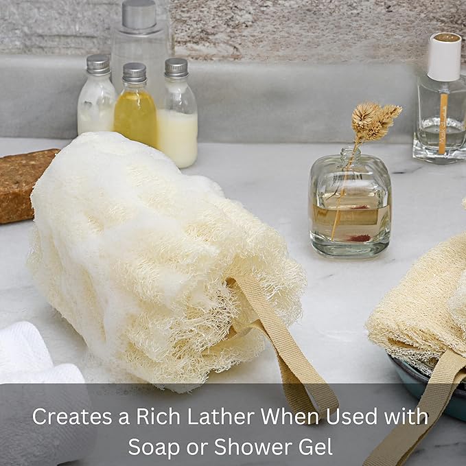 3-Pack Natural Egyptian Loofah Body Sponge, 100% Natural, Biodegradable, Large Size, Premium Quality