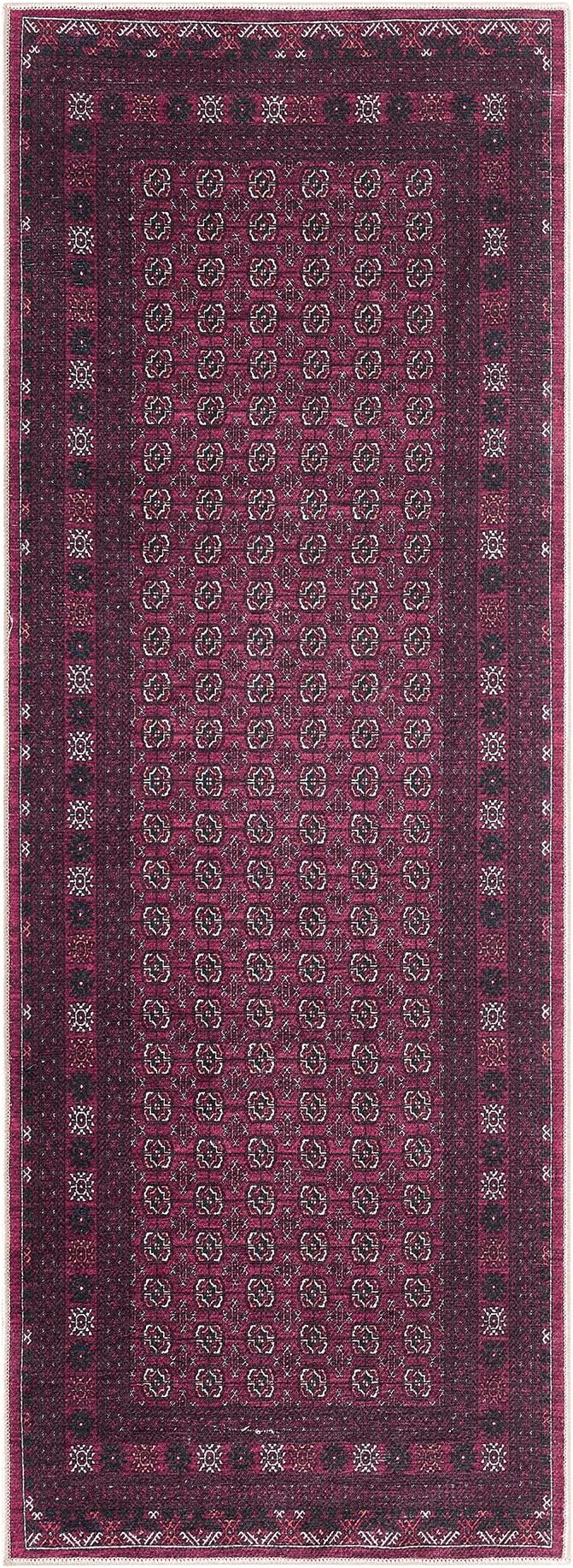 Keen Home Design 30"x144" Rug - Machine Washable Runner with Non-Slip Backing, Ideal for Hallway, Entryway, Kitchen, Laundry Room - Vintage, Easy Clean, Durable, Low Pile Rug - (2'6" x 12')