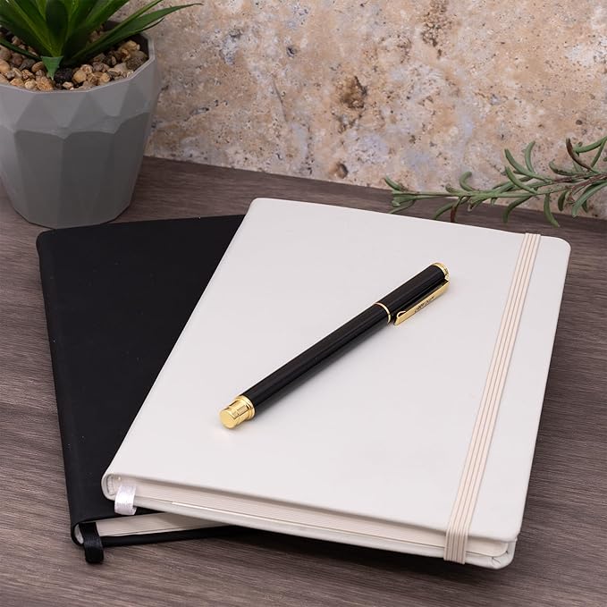 Pukka Pad Soft Cover A5 Notebook – Vegan Leather Journal with 192 Pages, 96 Sheets of 80GSM Ivory Paper, College Ruled without Margins – 5.8 x 8.2in, Black