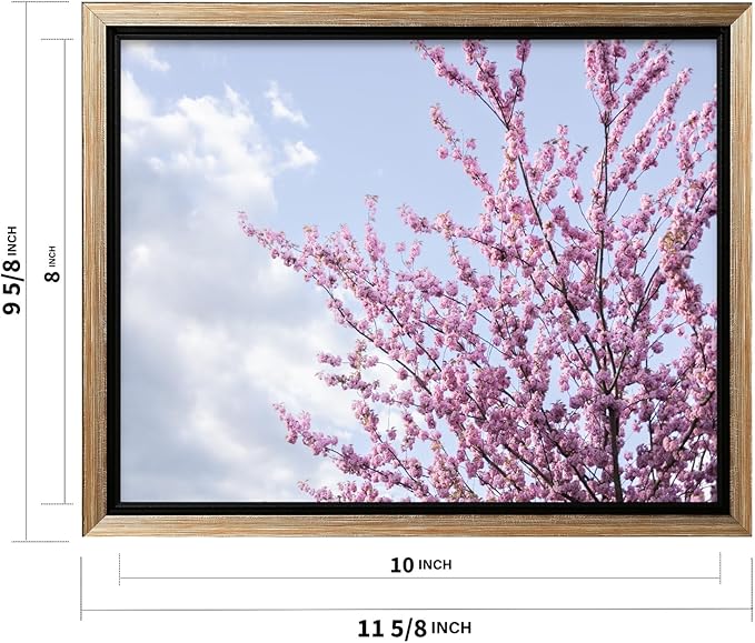 Monem Art Cherry Blossom Spring Sky Photography Print - Floral Nature Art Poster - Wall Decor for Living Room, Bedroom or Office - 8x10 Silver Framed CANVAS Wall Art by Mareike Bohmer