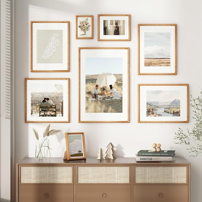 24x30 Poster Frame, USA-Sourced Cherry Wood Picture Frame with HD Tempered Glass, Handcrafted Rounded Corner 24 x 30 Wooden Frames Matted to 18x24 Photos, Horizontal or Vertical Wall Display