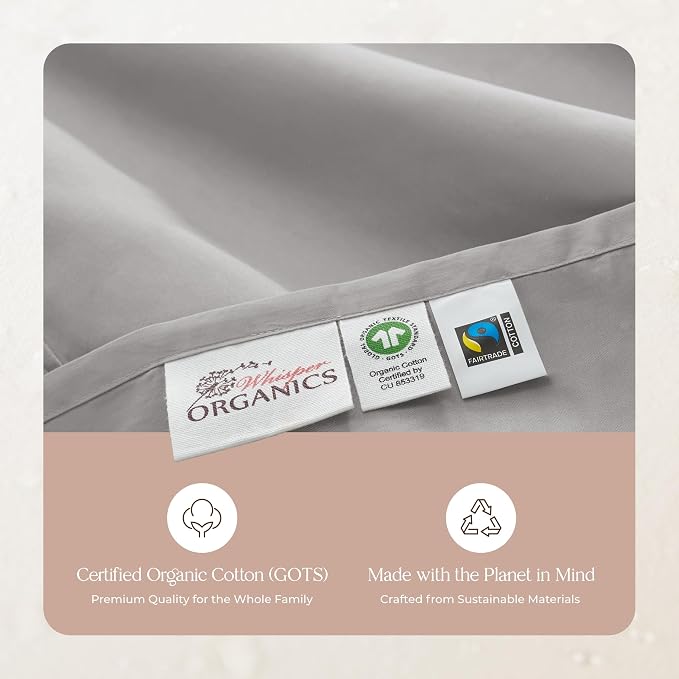 Certified Organic Full Flat Sheet Only - 100% Organic Cotton Top Sheet with Luxurious Soft and Breathable 500 Thread Count Sateen Weave Finish - GOTS & Fairtrade Certified (Grey, Full)