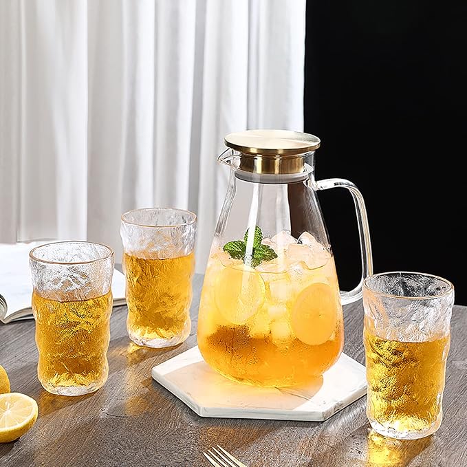 Frcctre 9 Pack Vintage Drinking Glasses, 13 oz Romantic Water Glasses Tumblers Hammered Glacier Beverage Tumblers Vintage Glassware Set for Beverages, Juice, Beer, Water, Cocktails, Whiskey