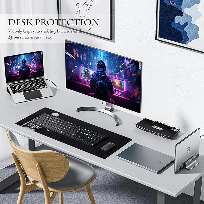 ALOANES Waterproof Mouse Pad with Durable Stitched Edge, XL Gaming Keyboard Pad, Non-Slip Rubber Base, Extended Desk pad for Gamer, Office & Home, Left Skeleton Mousepad 31.5"x 11.8"x 0.12"