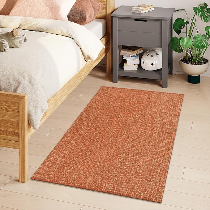 LEEVAN Washable Kitchen Rugs 3x5, Terra Bedroom Rug, Cotton Woven Entryway Rug, Modern Braided Door Mat, Farmhouse Living Room Rugs, Reversible Carpet for Laundry Room Front Porch Outdoor Doormat