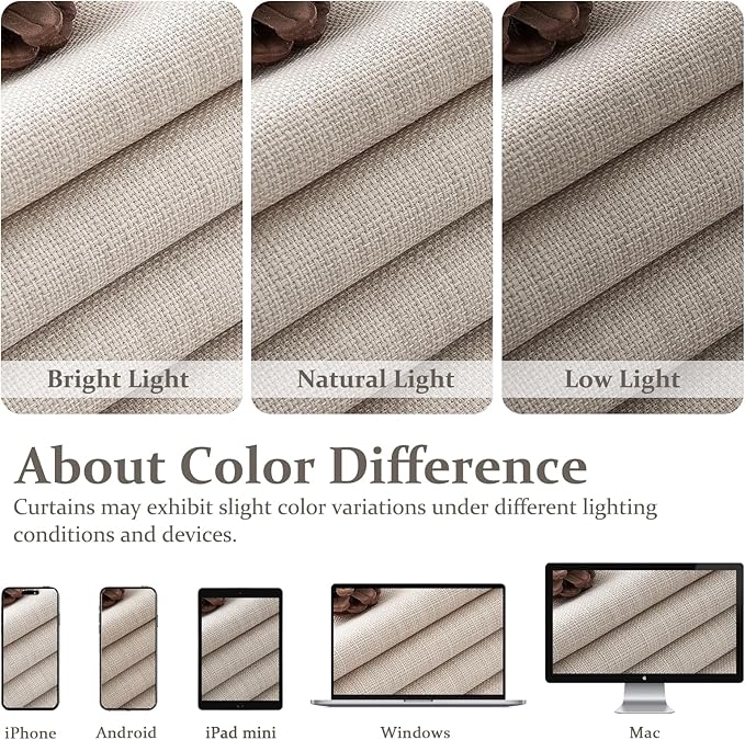 Pinch Pleated Blackout Greyish Beige Curtains 90 Inches Long 2 Panels Set for Sliding Glass Doors, Memory Trained Dual Layer Linen Soundproof Heat Blocking Taupe Rustic Windows Drapes for Living Room