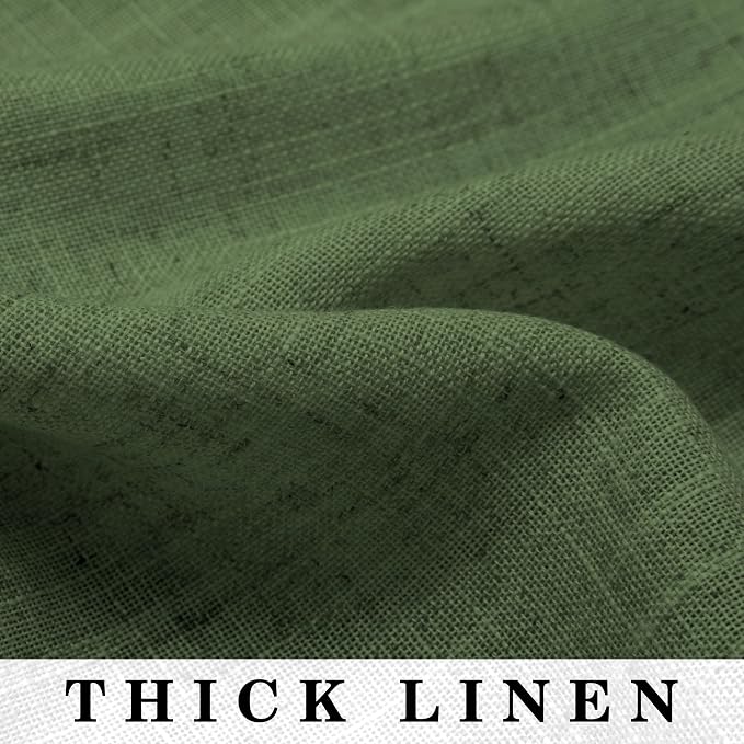 Pitalk Olive Green Linen Curtains 108 Inch Extra Long for Large Window 2 Panels Grommet Boho Bohemian Drapes Light Filtering Sheer Emerald Loden Green Curtains for Living Room Dining Bedroom 9 FT Tall