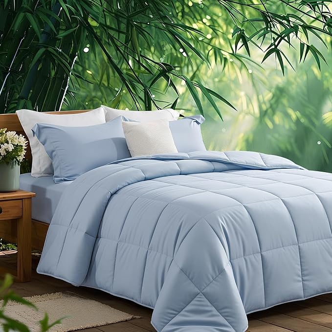 NEXHOME PRO 100% Viscose from Bamboo Comforter Queen Size - Ultra-Soft, Breathable, Lightweight All-Season & Summer Duvet Insert, Natural Temperature Regulating for Cooling Sleep