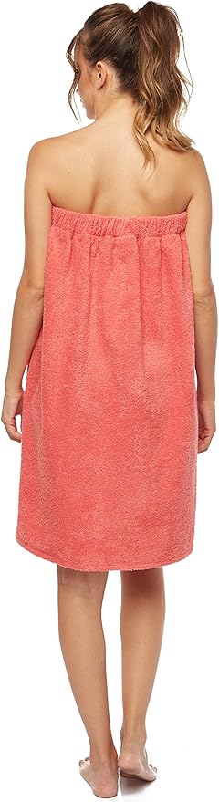 Arus Women's Bathrobe GOTS Certified Organic 100% Turkish Terry Cotton Robe Adjustable Closure Bath Wrap